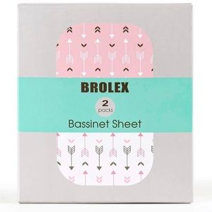 Stretch Fitted Bassinet Sheet Set BROLEX 2 Pack Cradle Sheets for Bassinet